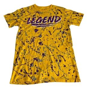 Launder Mens Graphic Legend Shirt Size Medium Bailey Apparel Yellow Y2K Hip‎ Hop